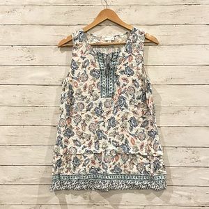 J. Jill multi-colored sleeveless top with tassel tie